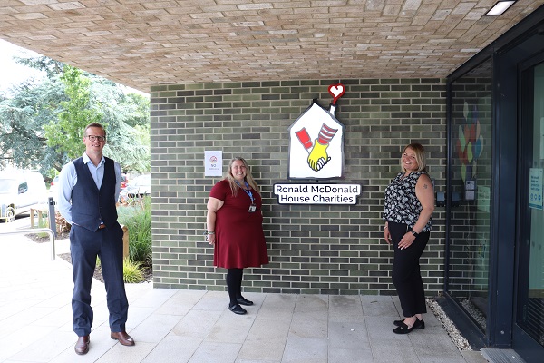 James Holmes (WASHCO), Caroline Sinclair (Fundraiser at Ronald McDonald House Charities), Emma Russell (WASHCO) at Ronald McDonald House